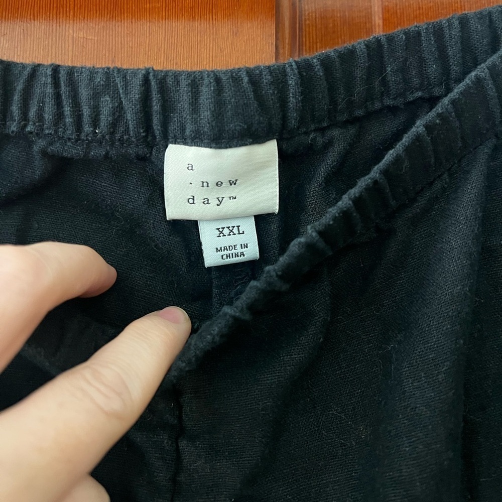 A New Day Black Linen Blend Shorts XXL | Women’s Pull-On Elastic Waist Summer - Picture 3 of 5